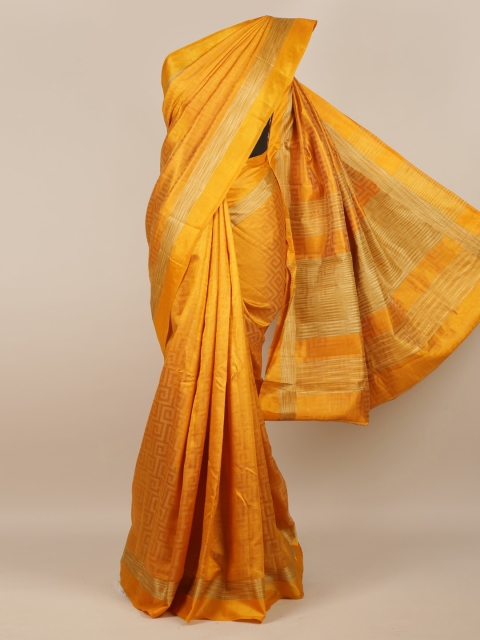 

Pothys Mustard Woven Design Jute Silk Saree
