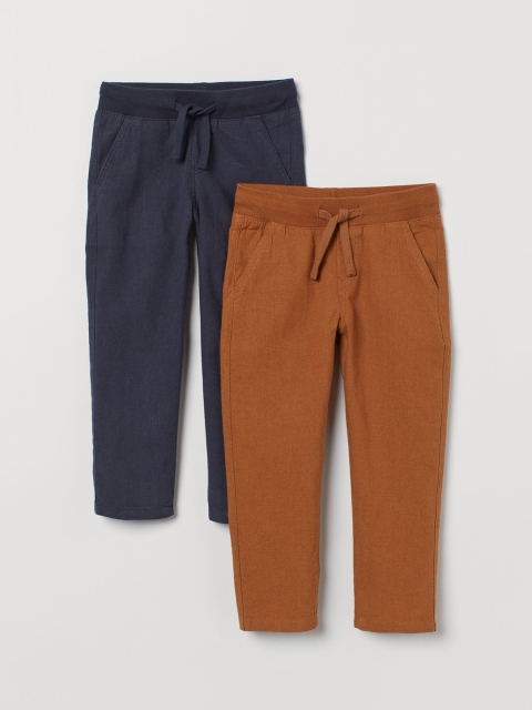 

H&M Boys 2-Pack Linen-Blend Chinos, Brown