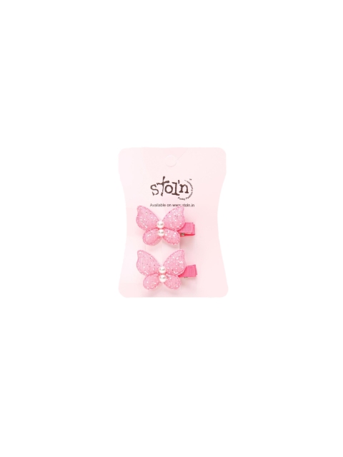 

Stoln Girls Pink & White Set of 2 Embellished Alligator Hair Clip