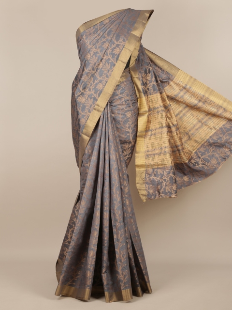 

Pothys Grey & Gold-Toned Jute Silk Woven Design Saree