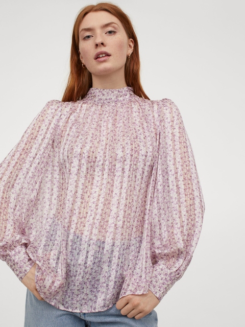 

H&M Women Pink & White Wide Blouse