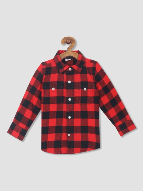 

GAP Toddler Boy Red And Black Checked Regular Fit Twill Shirt