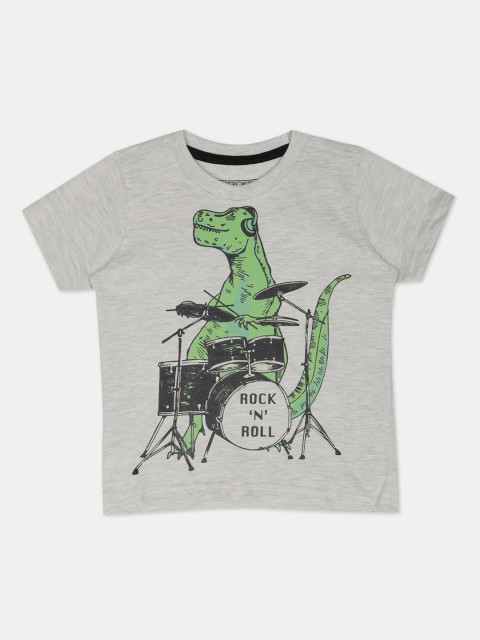 

Cherokee Boys Grey & Green Printed Round Neck T-shirt