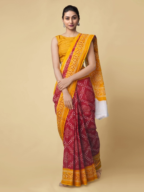

Unnati Silks Red Printed Bandhani Sustainable Saree