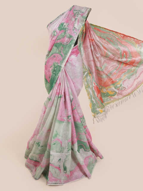 

Pothys Multicoloured Printed Linen Blend Saree, Multi