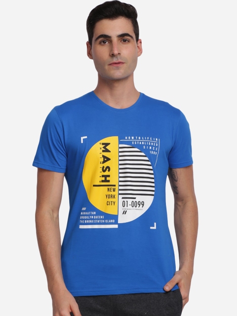 

MASH UNLIMITED Men Blue Printed Round Neck T-shirt