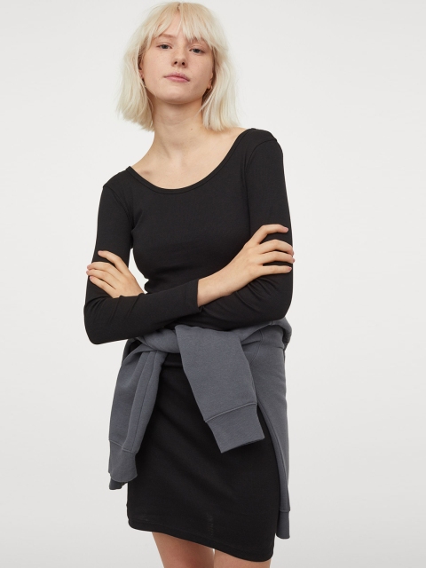 

H&M Women Black Ribbed Dress