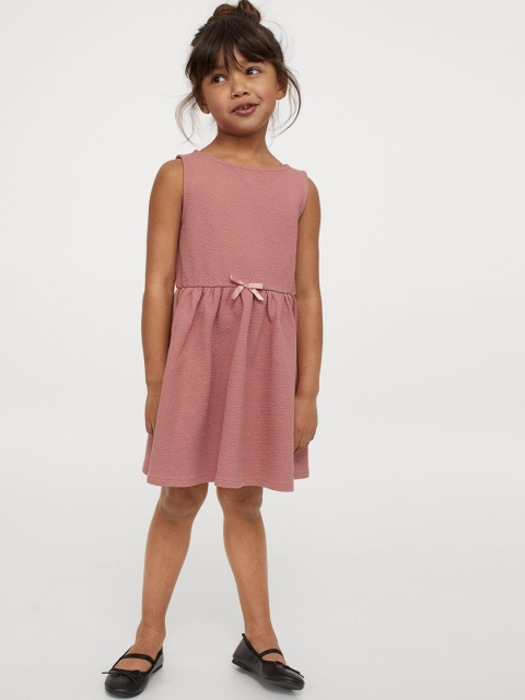 

H&M Girls Pink Solid Textured Dress