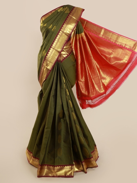 

Pothys Green Pure Silk Woven Design Kanjeevaram Saree