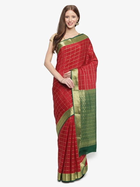 

Sudarshan Silks Red & Green Pure Silk Woven Design Mysore Silk Saree