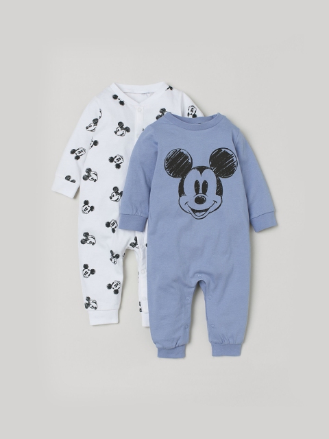 

H&M Kids White & Blue Cotton 2-Pack All-In-One Pyjamas