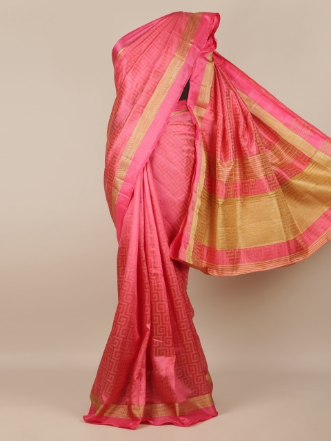 

Pothys Pink Woven Design Jute Silk Saree