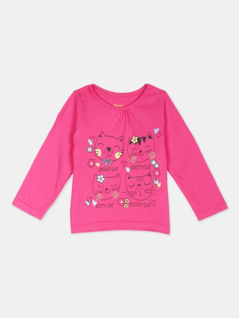 

Donuts Girls Pink Printed Henley Neck T-shirt