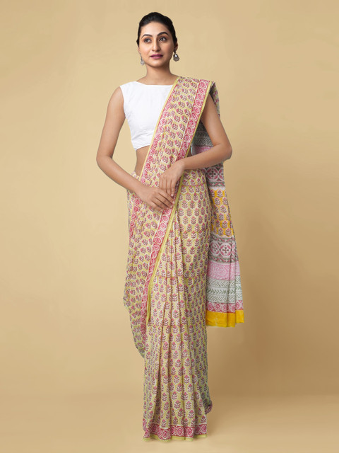 

Unnati Silks Green Pure Cotton Printed Kota Saree