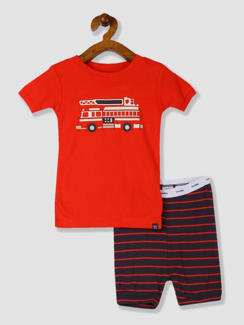 

GAP Boys Red & Navy Blue Firetruck Printed T-shirt with Trousers