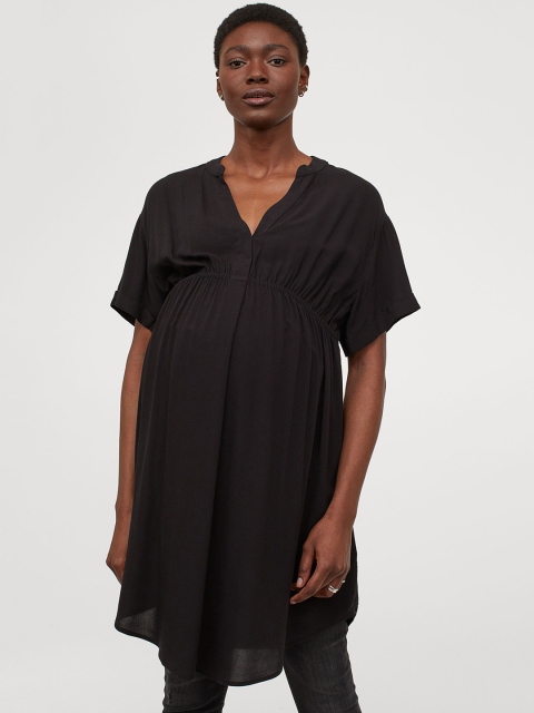 

H&M Women Black Solid MAMA V-neck Tunic