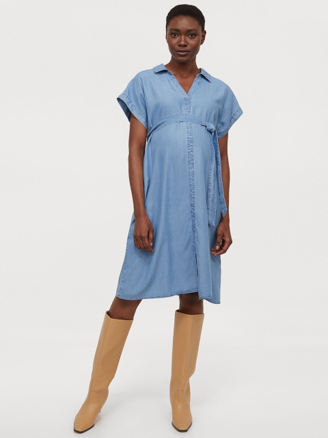 

H&M Women Sustainable MAMA Blue Lyocell Dress