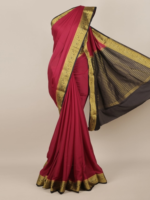 

Pothys Maroon Solid Poly Georgette Saree