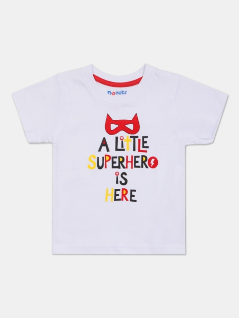 

Donuts Boys White Printed Round Neck T-shirt