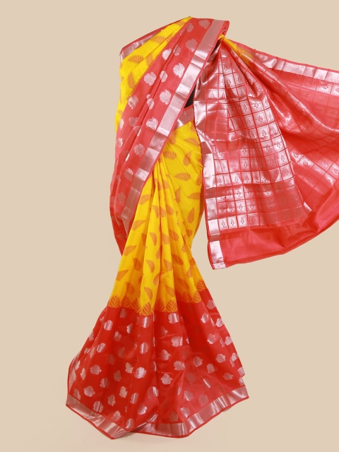 

Pothys Yellow & Red Pure Silk Woven Design Kanjeevaram Saree