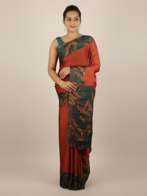 Pothys Rust Printed Poly Georgette Saree