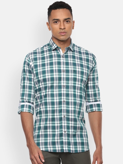 

Van Heusen Sport Men Green & Grey Slim Fit Checked Casual Shirt