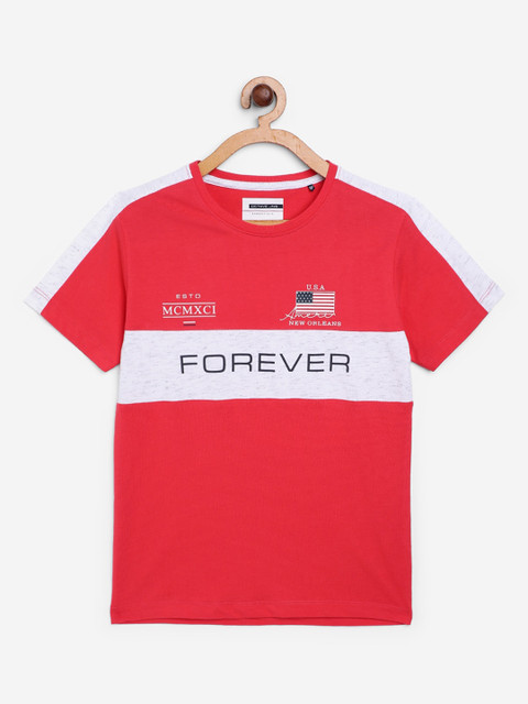 

Octave Boys Red & White Printed Round Neck T-shirt