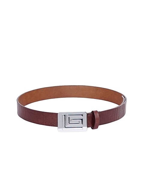 

Justanned Men Brown & Silver-Toned Textured Belt