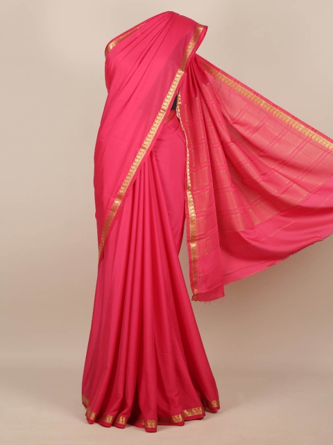 

Pothys Pink Solid Poly Georgette Saree