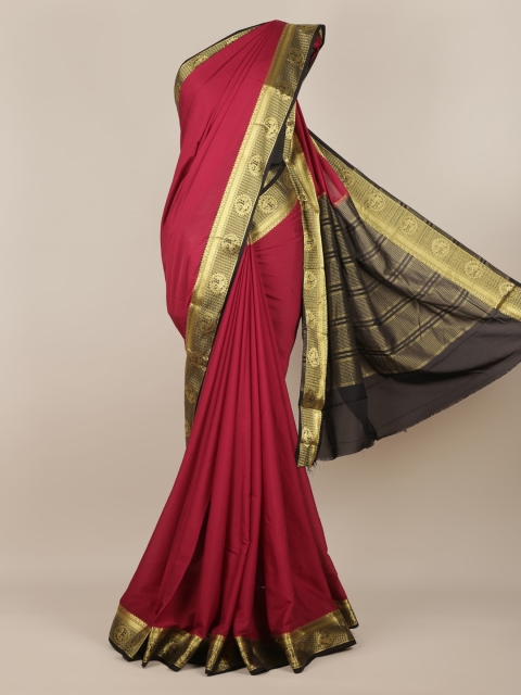 

Pothys Maroon Solid Poly Georgette Saree