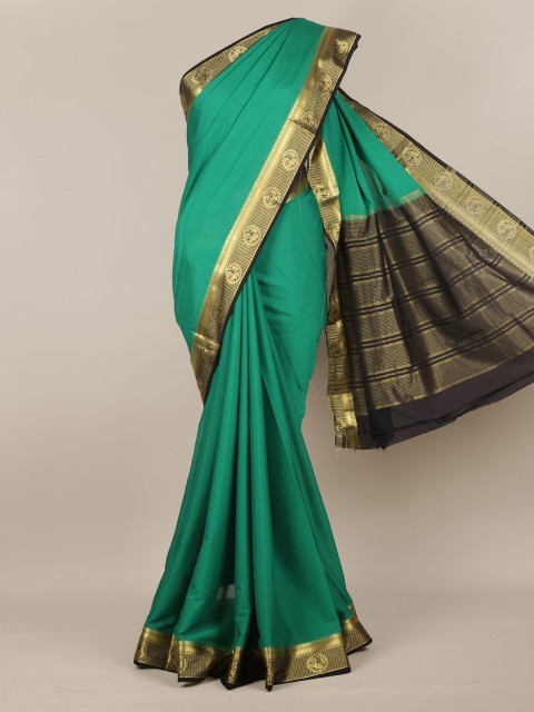 

Pothys Green Solid Poly Georgette Saree