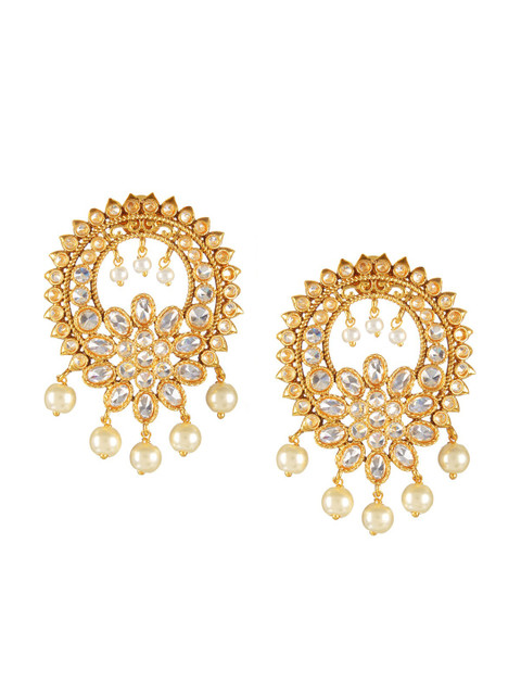 

Adwitiya Collection Gold-Toned Circular Drop Earrings