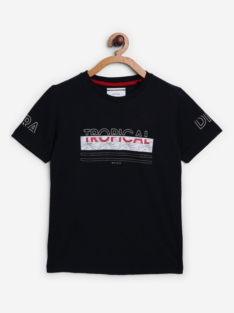 

Octave Boys Navy Blue & Off-White Printed Round Neck T-shirt