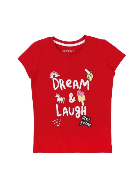 

Pantaloons Junior Girls Red Printed Round Neck T-shirt