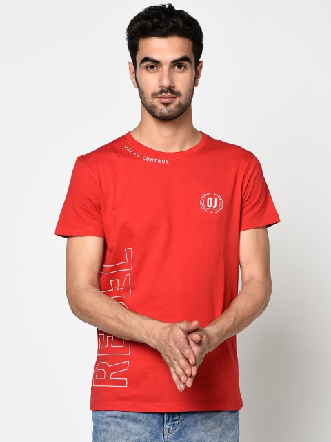 

Octave Men Red Printed Round Neck T-shirt