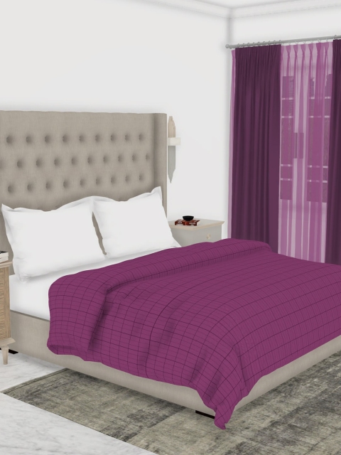 

BIANCA Purple Checked AC Room 300 GSM Double Bed Comforter