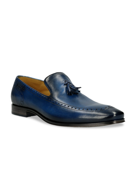 

Bugatti Men Blue Solid Leather Formal Loafers