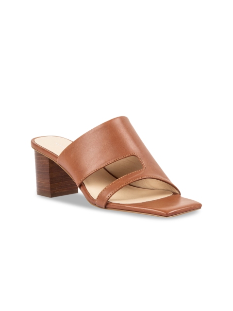 

Vanilla Moon Women Tan Brown Solid Heeled Mules