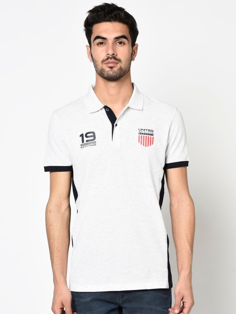 

Octave Men White Solid Polo Collar T-shirt