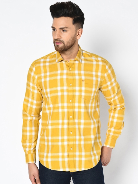 

Blackberrys Men Yellow & White Slim Fit Checked Casual Shirt