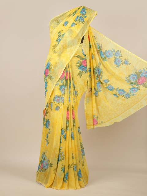 

Pothys Yellow Woven Design Poly Chiffon Saree