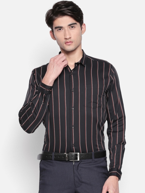 

RICHARD PARKER by Pantaloons Men Black Slim Fit Striped Party Shirt