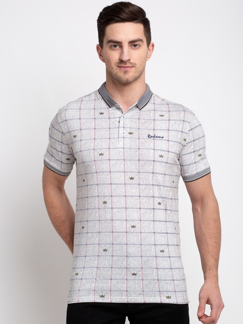 

Rodamo Men Grey Checked Polo Collar T-shirt