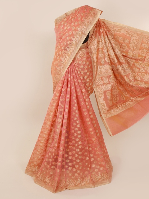 

Pothys Peach-Coloured Woven Design Cotton Blend Saree
