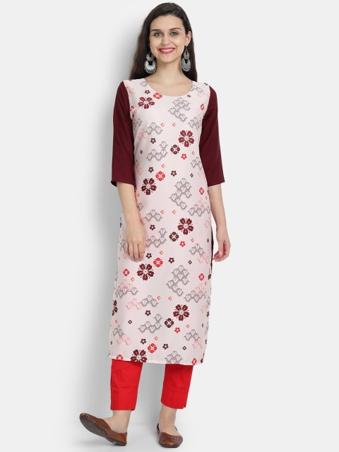 

7threads Women Multicoloured Floral Printed Crepe Kurta, Multi