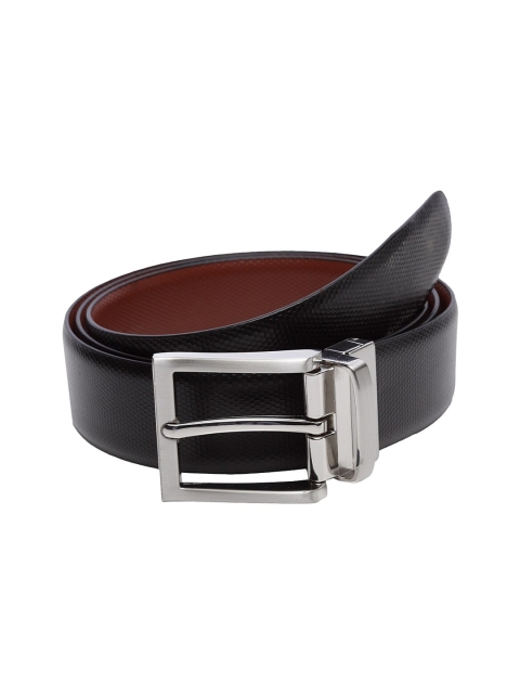 

WELBAWT Men Black & Brown Textured Leather Reversible Slim Belt