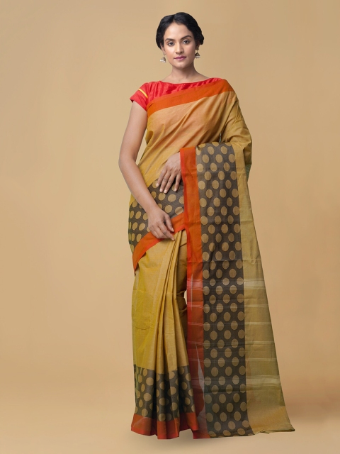 

Unnati Silks Brown Pure Cotton Solid Handcrafted Kanjeevaram Saree