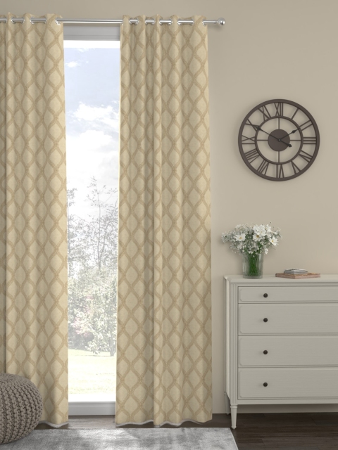 ROSARA HOME Beige & Tan Single Long Door Curtain
