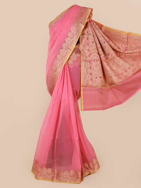 

Pothys Pink Woven Design Cotton Blend Saree