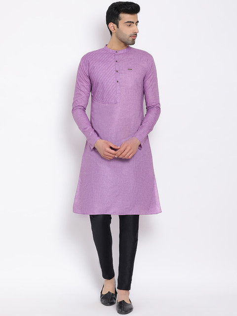 

Devoiler Men Purple Thread Work Kurta